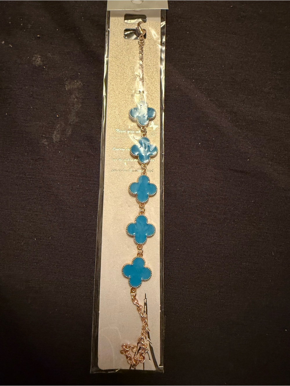 Gold-Tone Blue Clover Link Bracelet - Women's Accessories